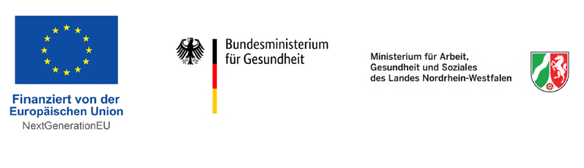 Logos der EU, der Bundesminsteriums für Gesundheit und des Landes NRW